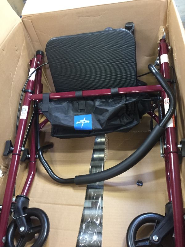 Photo 2 of Medline Steel Rollator Walker Burgundy 350 lbs Capacity