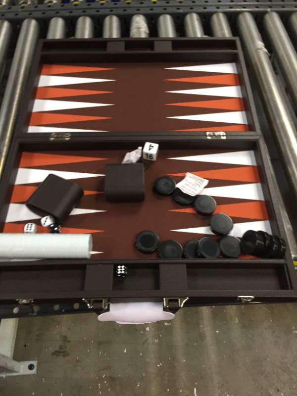 Photo 2 of 19-inch Premium Backgammon Set - Large Size - Desert Brown Board