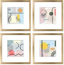 Photo 1 of ARTBYHANNAH 4 PACK 12X12 INCH FRAMED WALL ART DECOR WITH DECORATIVE  ABSTRACT ART