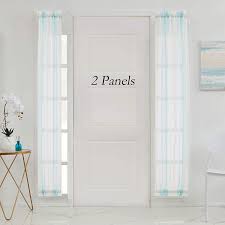 Photo 1 of CEDNTRAL PARK WHITE FRENCH DOOR CURTAIN SPA BLUE STRIPE SHEER WINDOW PANELS