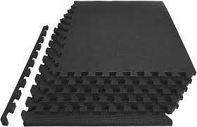 Photo 1 of Prosource Extra Thick Puzzle Exercise Mat, 1", Eva Foam Interlocking Tiles, Black