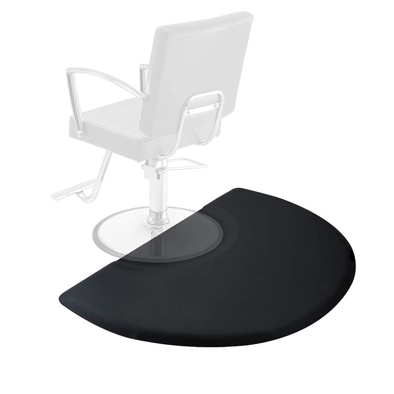 Photo 1 of Saloniture 3 ft. x 4 ft. Salon & Barber Shop Chair Anti-Fatigue Mat - Black Semi Circle - 1 in. Thick
