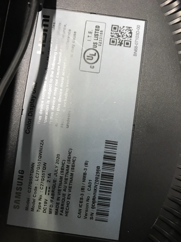 Photo 2 of SAMSUNG Odyssey G5 Series 27-Inch WQHD (2560x1440) Gaming Monitor, 144Hz, Curved, 1ms, HDMI, Display Port, FreeSync Premium (LC27G55TQWNXZA)