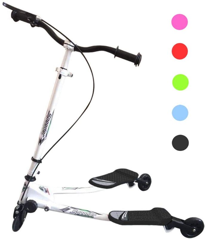 Photo 1 of Flicker Scooter, Swing Wiggle Scooter, Adjustable 3 Wheels Foldable Driving Push Drifter for Kids Age 5 Years Old and Up
