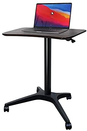 Photo 1 of HAOOAH Pneumatic Adjustable Height Desk, Laptop Standing Desk, Rolling Sit-Stand Cart, Mobile Podium Portable Lectern for Home, Office& Classroom, 26" 18" Platform (28" to 45.2" H)?Brown
