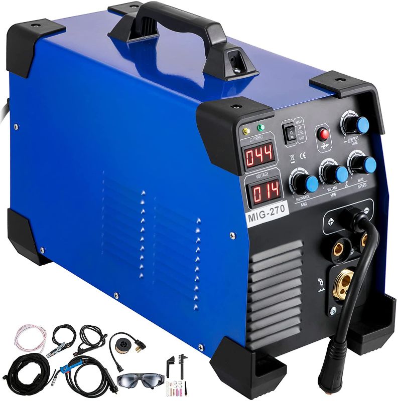 Photo 1 of Mophorn MIG Welder 270 Amp MIG TIG Arc Welder 3 in 1 Welder Welding Machine 110V 220V TIG Welder Lift ARC Welder MMA Stick IGBT DC Inverter Welder Digital Display Combo Welding Machine
