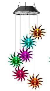 Photo 1 of BXGTECH Solar Sun Wind Chimes  LED Hanging Wind Chime with Hook Solar Powered and USB Charging Outside Garden Yard Patio Outdoor Decor
