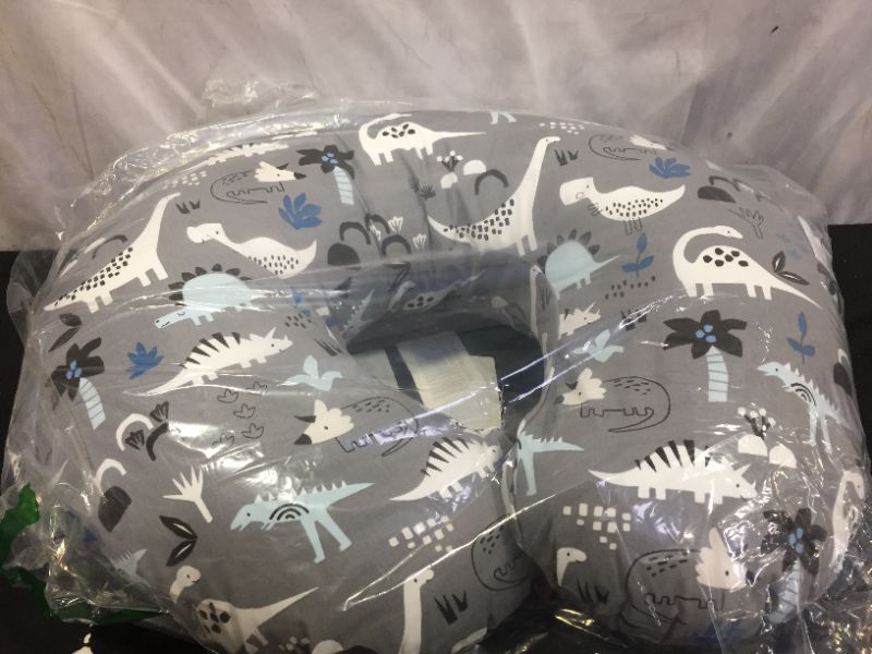 Photo 1 of Boppy Nursing Pillow and Positioner—Original | Gray Dinosaurs with White, Black and Blue | Breastfeeding, Bottle Feeding, Baby Support | With Removable Cotton Blend Cover | Awake-Time Support