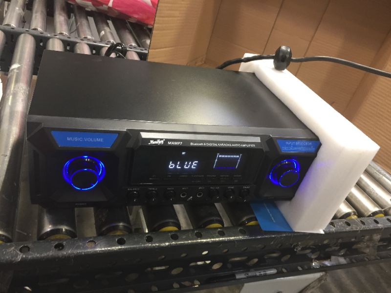 Photo 2 of [Updated] Moukey Stereo Receiver Amplifier Bluetooth 5.0-330W 2.0 Channel Home Audio AMP FM, with USB/SD, 2 Mic in Echo for Karaoke, RCA/3.5mm AUX, LED, Remote for Speaker, PA, Studio-MAMP7
