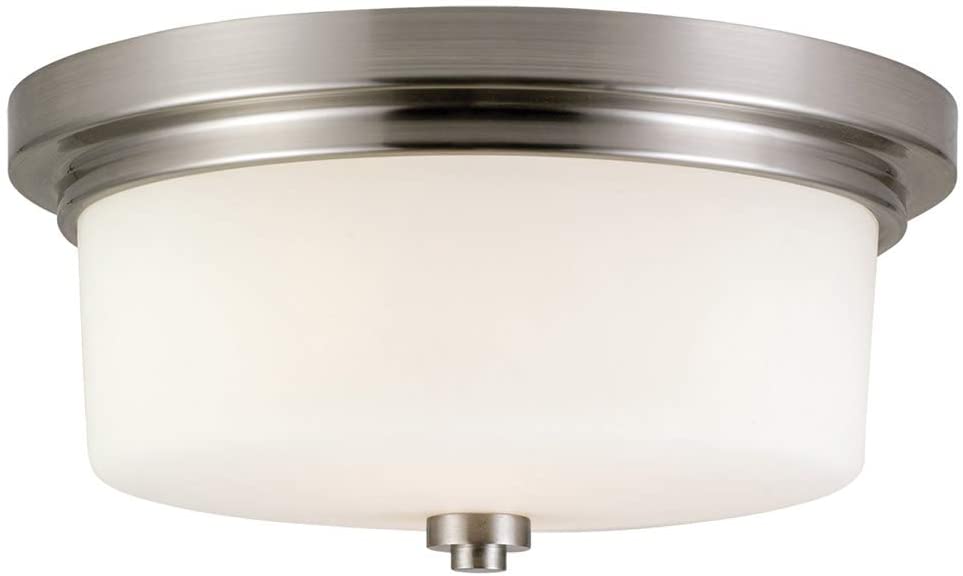 Photo 1 of Design House 556654 Aubrey Transitional Indoor Light Dimmable Frosted Glass, 2-Light Ceiling Light, Satin Nickel
