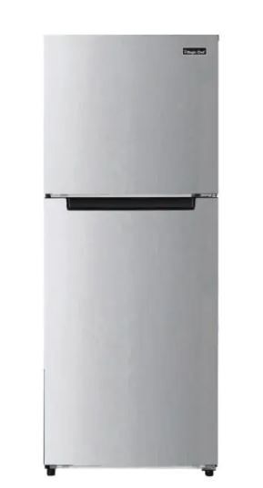 Photo 1 of 10.1 cu. ft. Top Freezer Refrigerator in Platinum Steel - MINOR DENTS - DIRTY 

