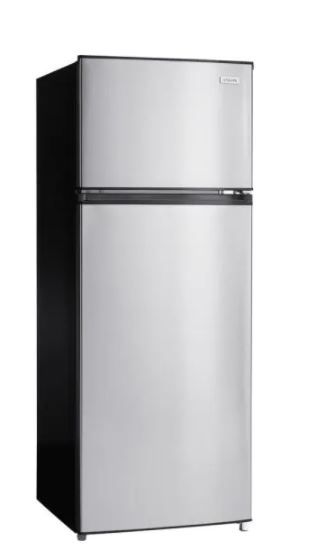 Photo 1 of 7.1 cu. ft. Top Freezer Refrigerator in Stainless Steel Look - MINOR DENTS/DIRTY 
