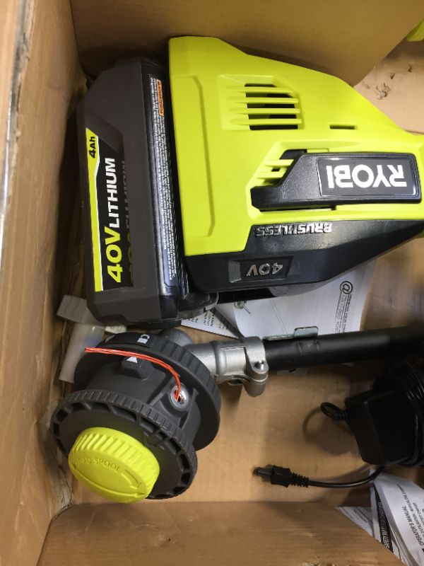 Photo 3 of 40V Brushless Cordless Battery String Trimmer and Jet Fan Blower Combo Kit (2-Tools) with 4.0 Ah Battery and Charger - DID NOT FUNCTION WHEN TESTED.
