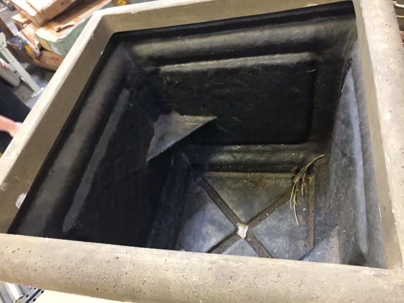 Photo 1 of 24 in. Sq. in Granite Stone Square Lattice Pot
