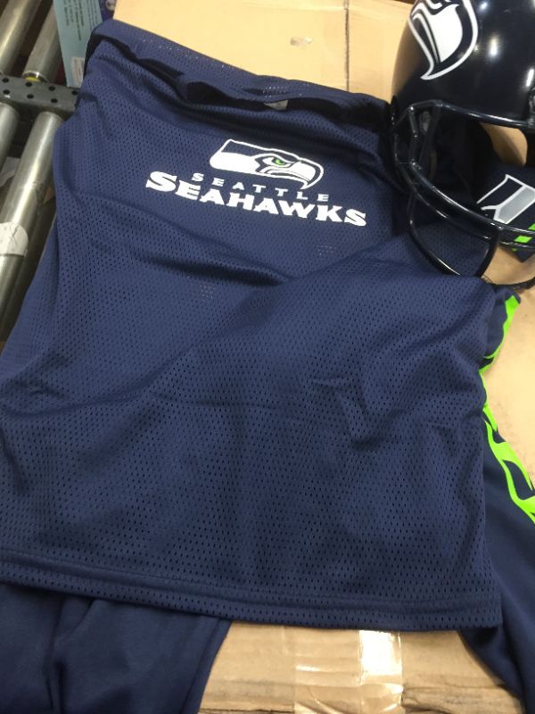 Photo 2 of Franklin Sports NFL Seattle Seahawks Youth Licensed Deluxe Uniform Set Large 15702F28P1Z 025725438723, DIRTY
