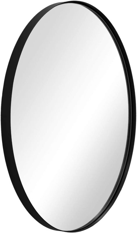 Photo 1 of ANDY STAR Oval Wall Mirror 22x30x1'' Modern Black Bathroom Mirror with Stainless Steel Metal Frame 1'' Deep Set Design
