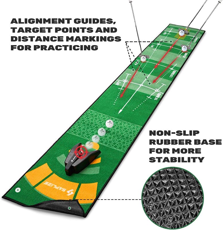 Photo 1 of SAPLIZE Golf Putting Training Mat with Auto Ball Returner
