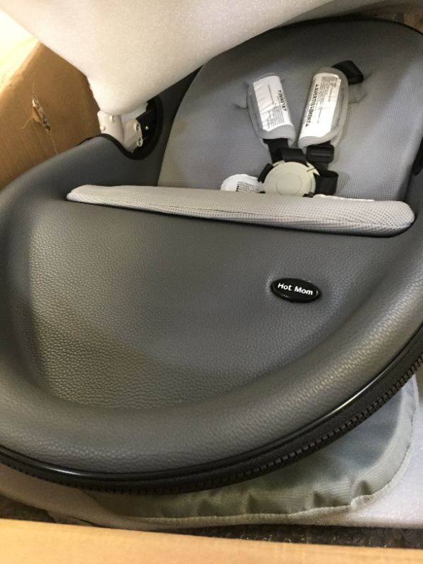 Photo 3 of Baby Stroller 360 Rotation Function,Hot Mom Baby Carriage Pu Leather Pushchair Pram 2020,Dark Grey
