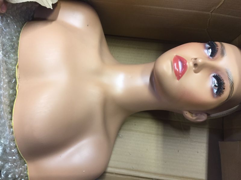 Photo 1 of JINGFA Mannequin Head With Shoulder Display Manikin Head Bust for Wigs