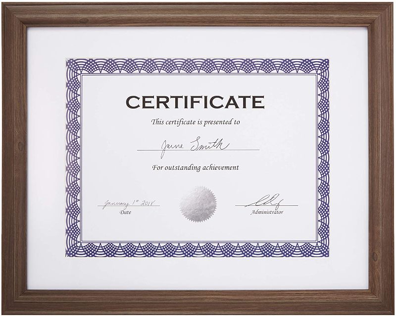 Photo 1 of Amazon Basics Certificate Document Frame With Mat, 8.5" x 11", Aged Walnut, 3-Pack
