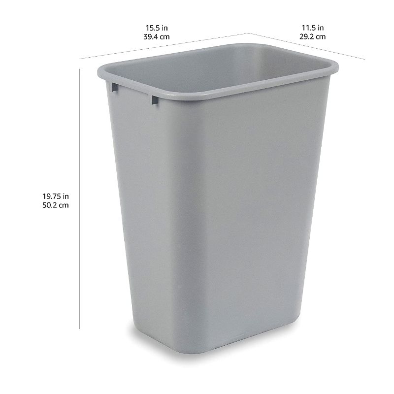 Photo 1 of AmazonCommercial 10 Gallon Commercial Office Wastebasket, Grey