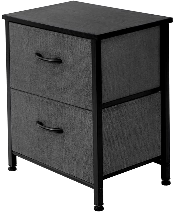 Photo 1 of AZL1 Life Concept Storage Side Table Cabinet for Bedroom, Office, Living Room and Wardrobe - 2 Removable Fabric Drawers - Dark Gray
