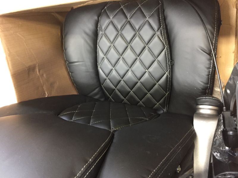 Photo 1 of BLACK LEATHER OFFICE CHAIR, MISSING HARDWARE