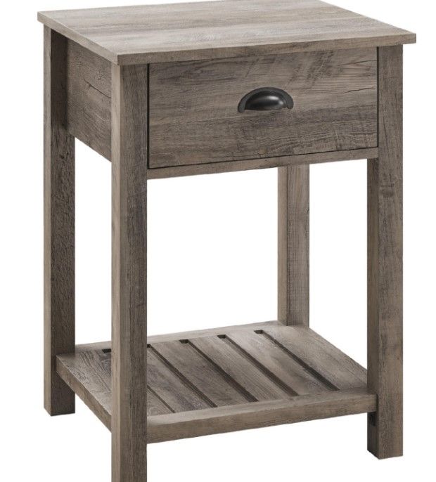 Photo 1 of 18" Country Single Drawer Side Table in Grey Wash by Walker Edison
