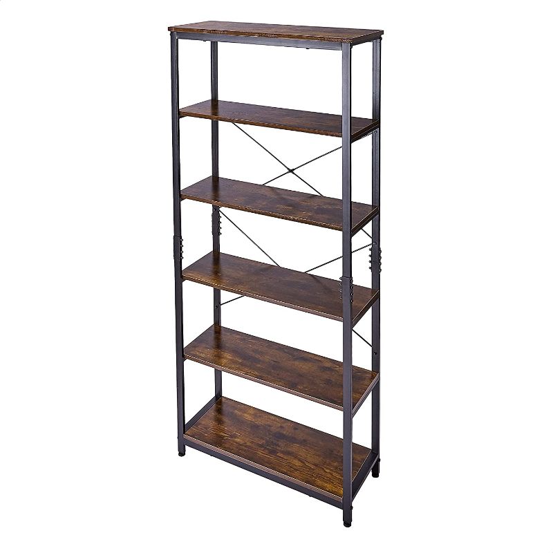 Photo 1 of AZL1 Life Concept 5-Tier Bookcase, Tall Bookshelf Industrial Style Bookshelves Standing Shelf Units,Rustic Brown
