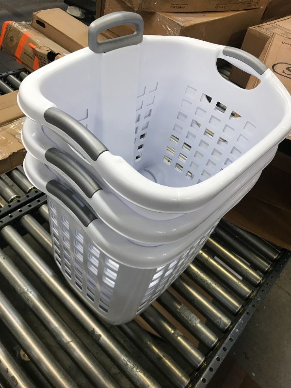 Photo 2 of 4X Ultra Gray Wheeled 1.75 Bushel Laundry Basket, VARYING CONDITION
