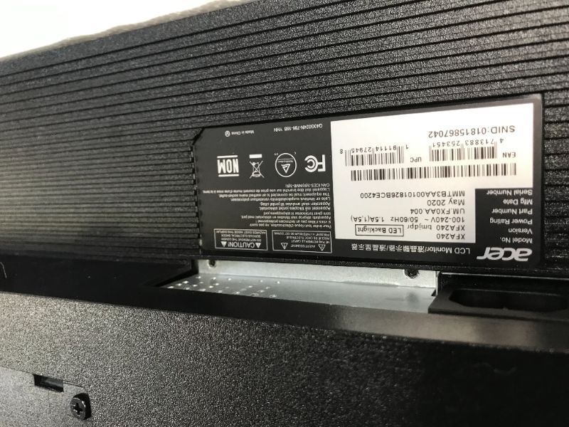Photo 1 of Acer XFA240 bmjdpr 24" Gaming G-SYNC Compatible Monitor 1920 x 1080 sold as parts 