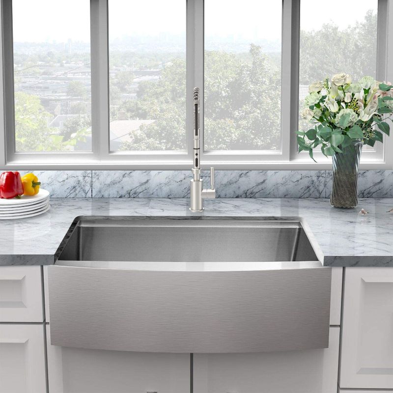 Photo 1 of 36 Farmhouse Sink Stainless Steel - Sarlai 36 Inch Kitchen Sink Apron Front Single Bowl 16 Gauge Stainless Steel Ledge Workstation Luxury Kitchen Sink
