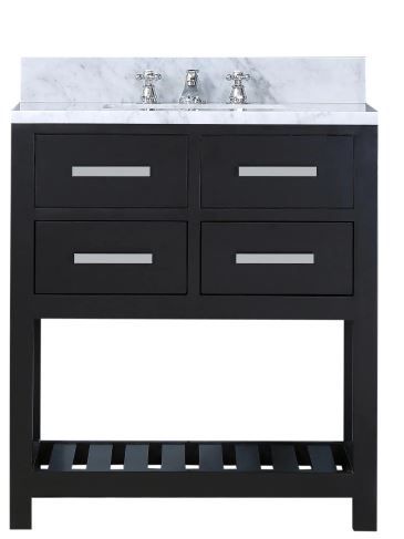 Photo 1 of 30 in. Vanity in Espresso with Marble Vanity Top in Carrara White by Water Creation NO FAUCET
