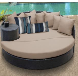 Photo 1 of Belle Circular Sun Bed, Outdoor Wicker Patio Furniture Wheat
