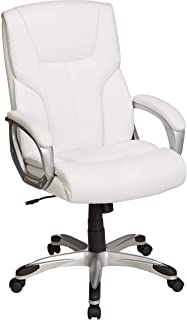 Photo 1 of Amazon Basics Executive Office Desk Chair with Armrests, Adjustable Height/Tilt, 360-Degree Swivel, 275Lb Capacity - White/Pewter
