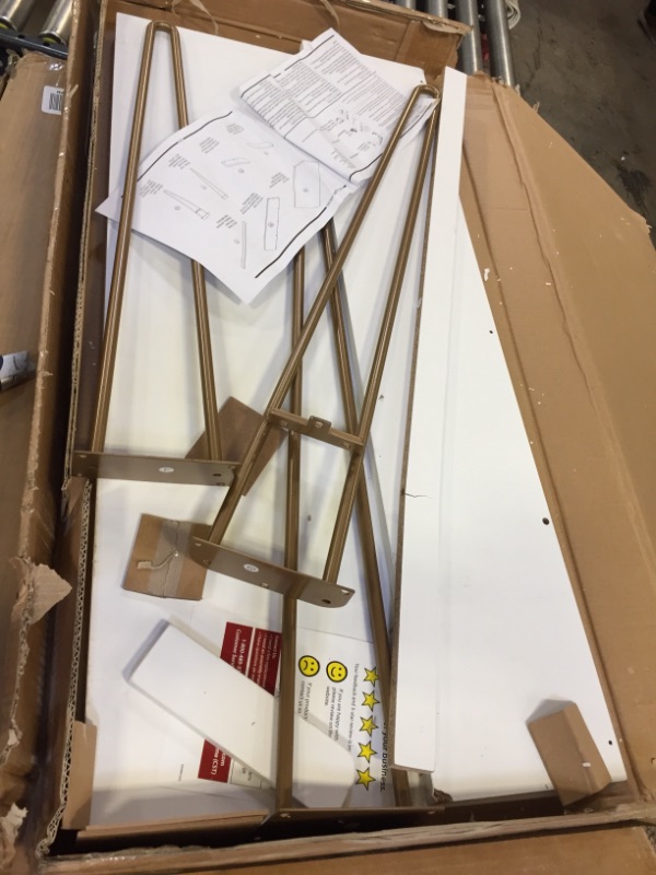 Photo 1 of Ameriwood Home Haven Retro Riser, Desk, White with Gold Legs