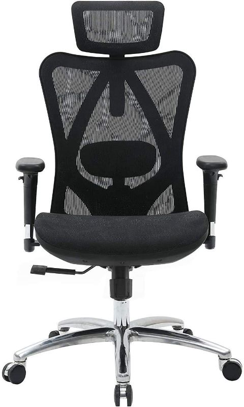 Photo 1 of SIHOO Ergonomic Adjustable Office Chair with 3D Arm Rests and Lumbar Support - High Back with Breathable Mesh - Mesh Seat Cushion - Adjustable Head & Reclines(Black)
