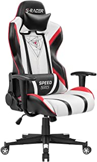 Photo 1 of Homall Gaming Chair Racing Office High Back PU Leather Chair Computer Desk Chair Video Game Chair Ergonomic Swivel Chair with Headrest and Lumbar Support (Black&White)
