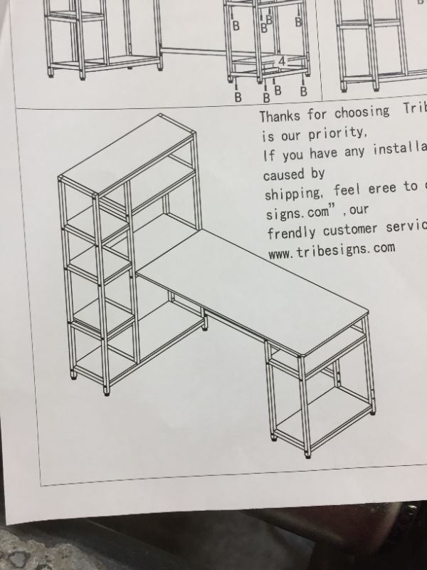 Photo 1 of WOODEN METAL DESK WITH SHELVES BOX 1 OF 2. 5 TIER SHELVES PART