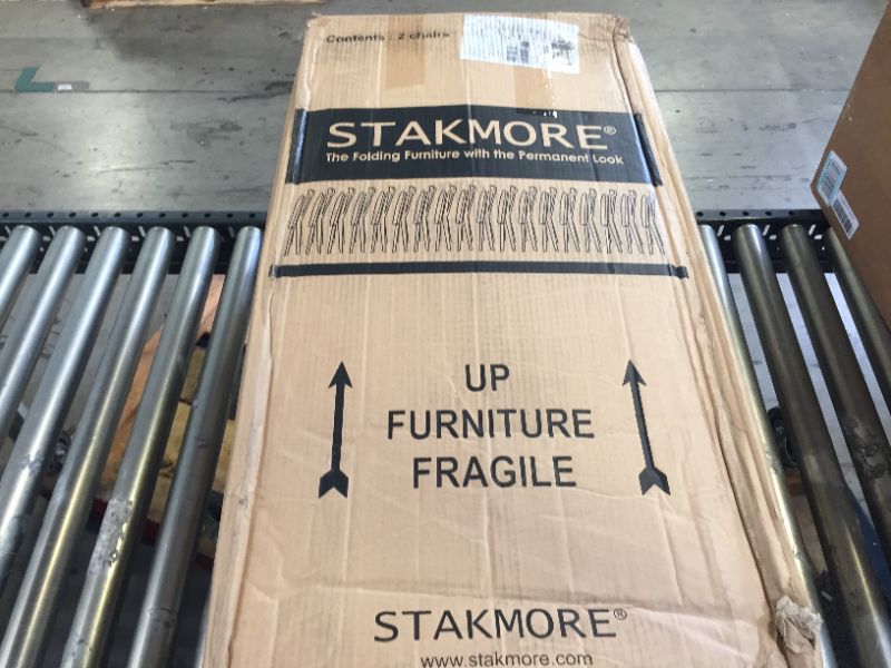 Photo 1 of 2pc Slat Back Folding Chairs Fruitwood - Stakmore