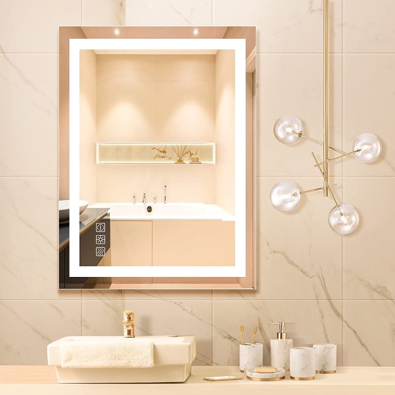 Photo 1 of Dutsekk LED Bathroom Mirror for Wall - 32x24 Inch Anti-Fog Bathroom Mirror with Lights Dimmable IP44 Waterproof - Lighted Bathroom Vanity Mirror CCT Adjustable for Makeup
