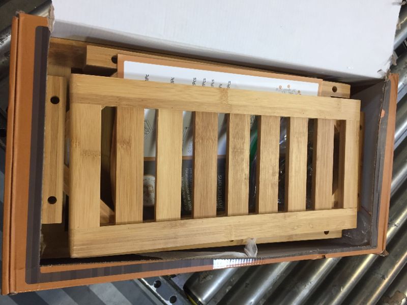 Photo 1 of Bambsi Bamboo Shower Seat Bench Bathroom Spa Bath Organizer Stool with Storage Shelf