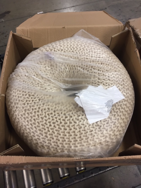 Photo 2 of Christopher Knight Home Truda Knitted Cotton Donut Pouf, Beige
