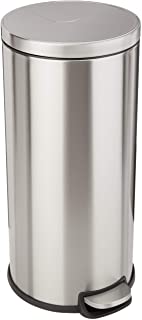 Photo 1 of Amazon Basics 30 Liter / 7.9 Gallon Round Soft-Close Trash Can with Foot Pedal - Stainless Steel