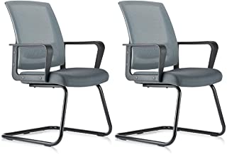 Photo 1 of CLATINA Office Guest Chair with Lumbar Support and Mid Back Mesh Space Air Grid Series for Reception Conference Room Gray 2 Pack
