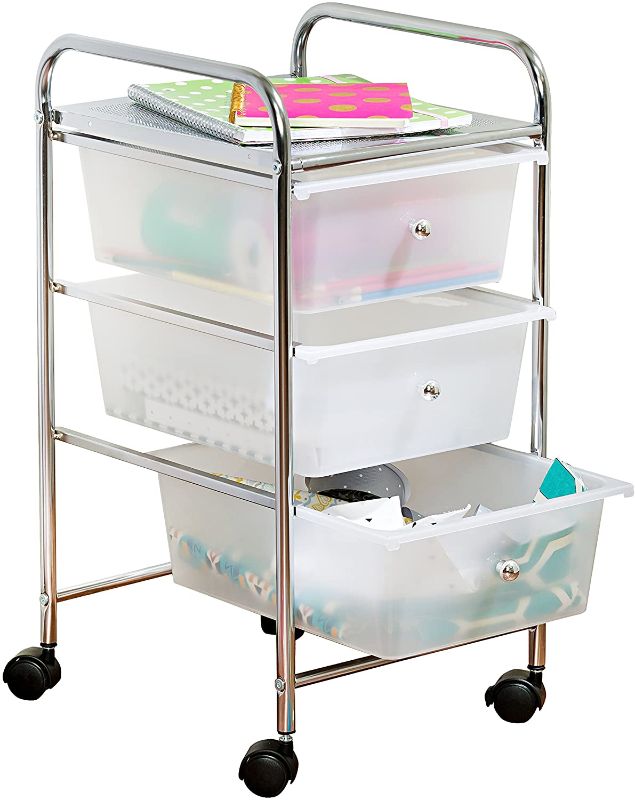 Photo 1 of Honey-Can-Do 3-Drawer Plastic Storage Cart on Wheels
