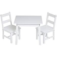 Photo 1 of Amazon Basics Kids Solid Wood Table and 2 Chair Set, WHITER