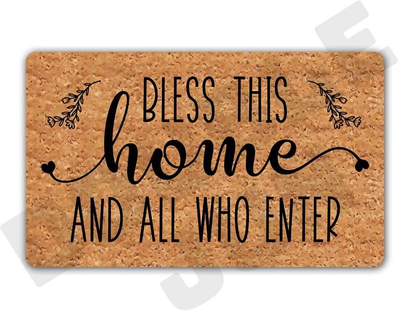 Photo 1 of YZCZ DoubleJun Bless This Home All Who Enter Funny Entrance Mat Floor Rug Indoor/Outdoor/Front Door Mats Home Decor Machine Washable Rubber Non Slip Backing 29.5"(W) X 17.7"(L)
