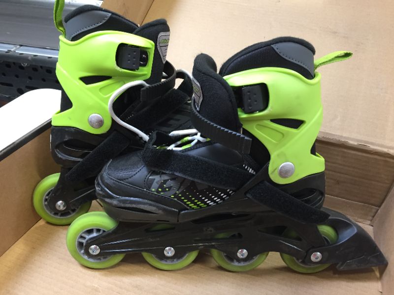 Photo 2 of Bladerunner by Rollerblade Phoenix Boys Adjustable Fitness Inline Skate, Black and Green, Junior, Value Performance Inline Skates