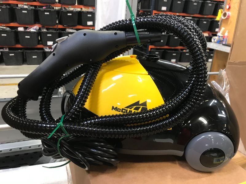 Photo 2 of McCulloch MC1275 Heavy-Duty Steam Cleaner with 18 Accessories, Extra-Long Power Cord, Chemical-Free Pressurized Cleaning for Most Floors, Counters, Appliances, Windows, Autos, and More, Yellow/Grey